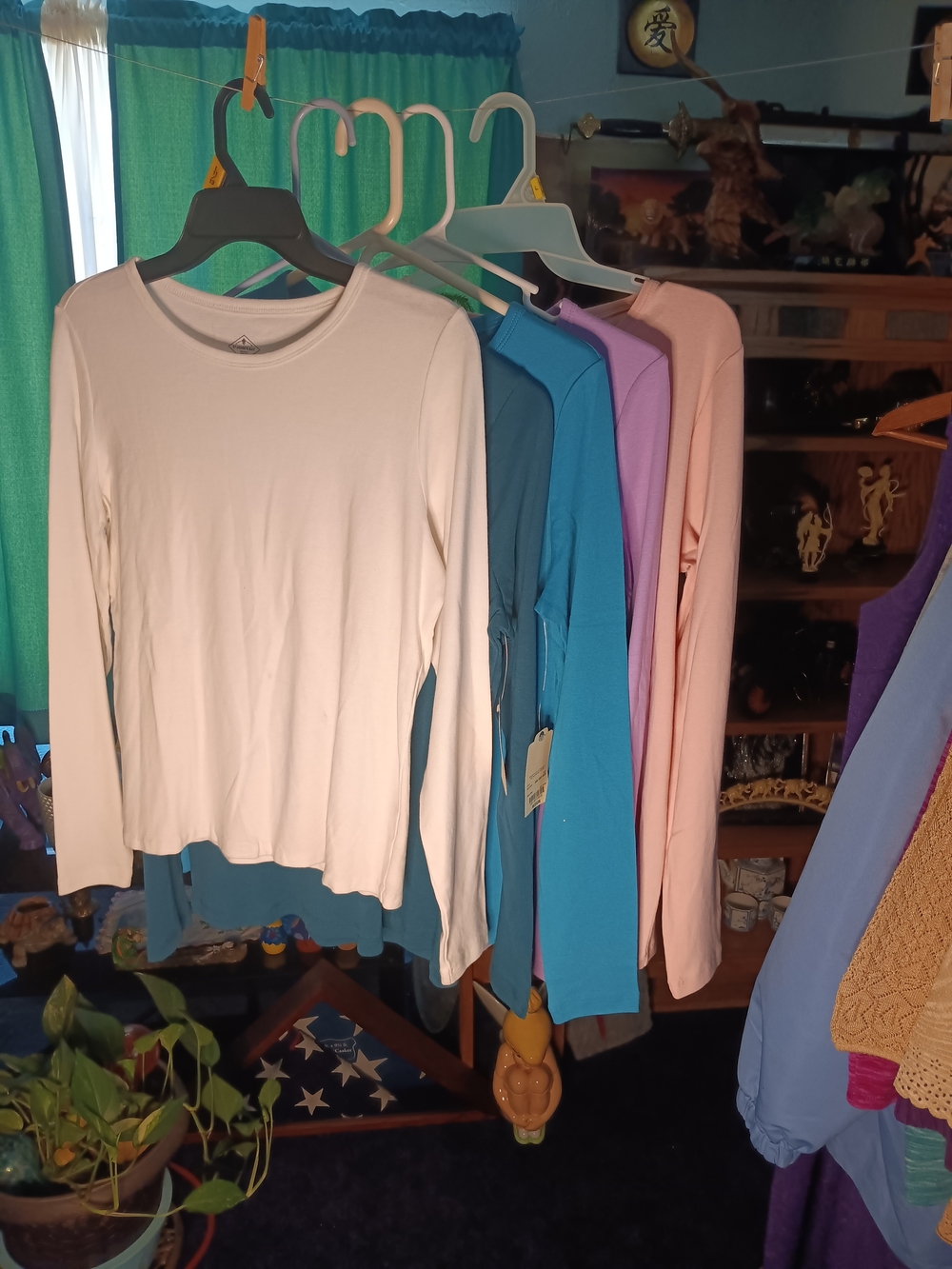 St. John's Bay Long-Sleeve Crewneck Top - White,  Bundle Of 5. 3 NWT, 2 NWOT